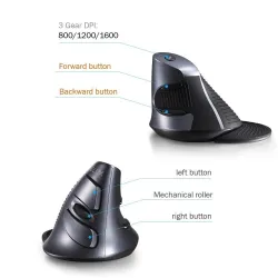 M618GX - 1600 DPI - souris sans fil verticale ergonomique - optique - 6 boutons - avec boîtier en silicone