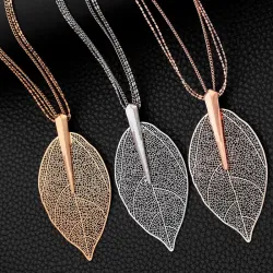Shiny leave pendant necklace for women