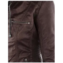 Winter leather jacket - removable inner lining with hood - waterproof - plus sizeJackets