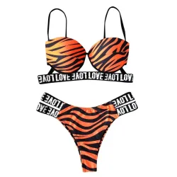 Leopard print - bathing suit for women - 2 piece - with love design