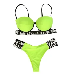 Leopard print - bathing suit for women - 2 piece - with love design