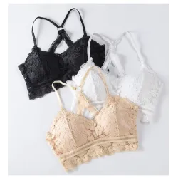 Lace - crisscross - open back - bralette - for women