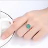 Fashionable gold ring with green malachite & crystal - 925 sterling silverRings