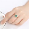 Elegant ring with malachite & zirconia - 925 sterling silver - resizableRings