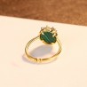 Elegant ring with malachite & zirconia - 925 sterling silver - resizableRings