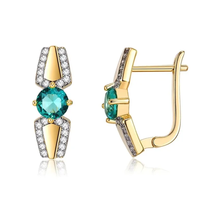 Gold small earrings with green zirconiaEarrings