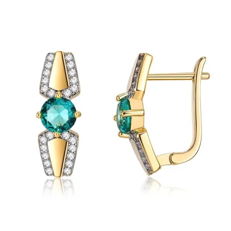 Gold small earrings with green zirconiaEarrings