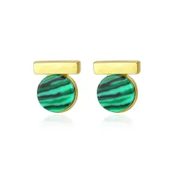 925 sterling silver - solid stud earrings - malachite