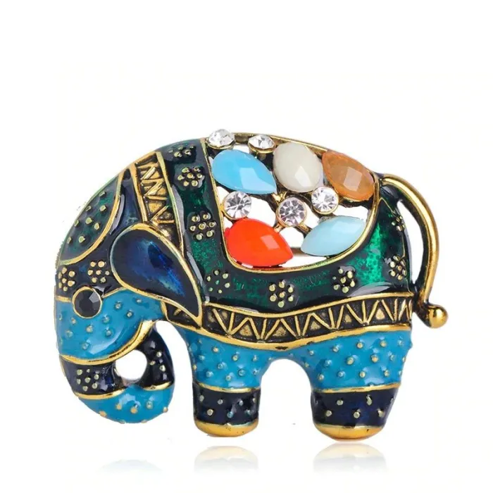 éléphant de Thaïlande avec des cristaux - broche
