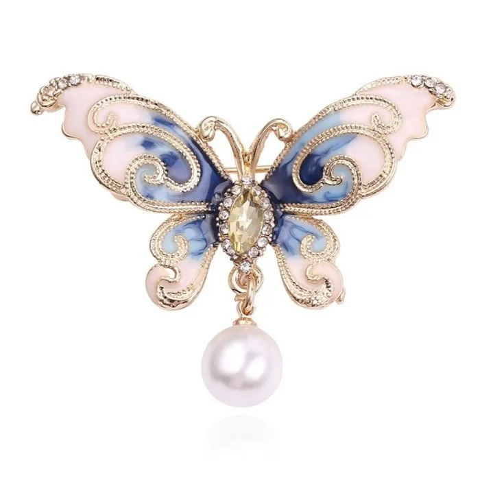 Broche en cristal - papillon - penderie - feuilles