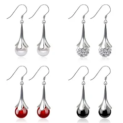 Glamourous earrings for women - with bead decoration