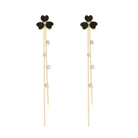 Clover tassel earrings for women - with crystal decoration