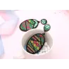 Oval drop earrings - geometric green fabric - Bohemian styleEarrings
