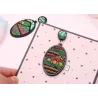 Oval drop earrings - geometric green fabric - Bohemian styleEarrings
