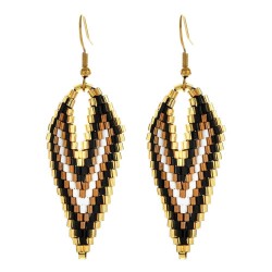 Bohemian style - V-shaped - drop earrings - with bead decoration