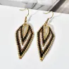 Bohemian style - V-shaped - drop earrings - with bead decoration