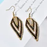 Bohemian style - V-shaped - drop earrings - with bead decoration