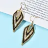 Bohemian style - V-shaped - drop earrings - with bead decoration