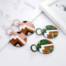 Geometric style - round acrylic drop earrings