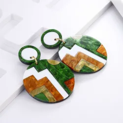 Geometric style - round acrylic drop earrings