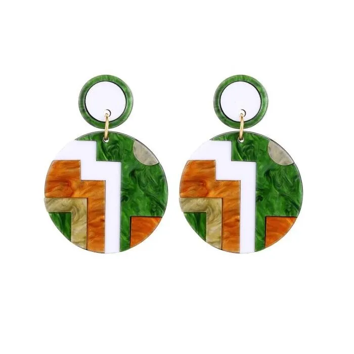 Geometric style - round acrylic drop earrings