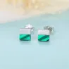 Luxurious square stud earrings - with turquoise - 925 sterling silverEarrings
