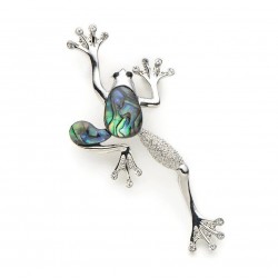 Crystal frog - with shell - vintage brooch