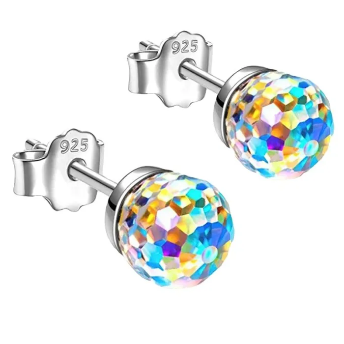 Petites boucles d'oreilles - boule en cristal disco