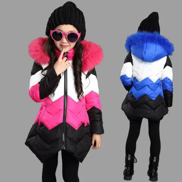 Girls thick coat jacket - with fur hood
