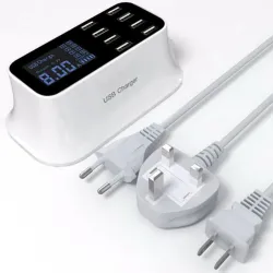 8 Port USB Quick charger - power adapter - Smart IC - with display and auto detectChargers