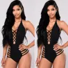 Black backless one piece swimsuit