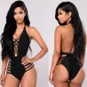 Sexy one piece swimsuit - backless - blackBeachwear