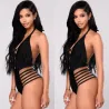 Black backless one piece swimsuit
