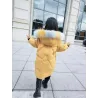 Padded cotton long jacket - with a colorful fur hood - for girlsClothing