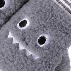 Gants chauds en peluche - un doigt - avec corde - conception animale