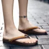 Leather sandals - beach flip flops - striped designSlippers