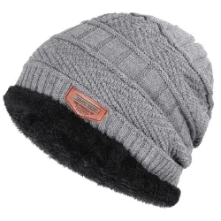 Knitted warm hat - with thick plush inside - unisexHats & Caps