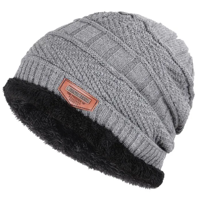 Knitted warm hat - with thick plush inside - unisexHats & Caps