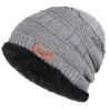 Knitted warm hat - with thick plush inside - unisexHats & Caps