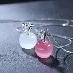 925 sterling silver - apple pendant necklace