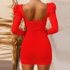 Sexy backless long sleeve dress