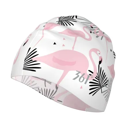 Flower flamingo swimming cap - long hair protection - silicone - women