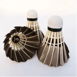 Badminton shuttlecock - white / black goose feather - 6pcs / 12pcs