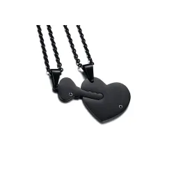 Heart & key - with crystals - necklace - unisex - for him & herNecklaces