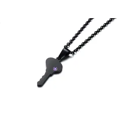 Heart & key - with crystals - necklace - unisex - for him & herNecklaces