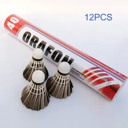 Badminton shuttlecock - white / black goose feather - 6pcs / 12pcs