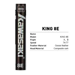 Kawasaki - King 8E - badminton shuttlecock - goose feather - speed 76 / 77 - 12 piecesBadminton