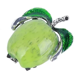 Red green apple brooch - rhinestone