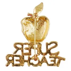 Super teacher brooch - bitten apple - rhinestone