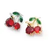 Red crystal cherry brooches